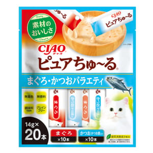 CIAO CIAO 貓零食 Pure超奴醬 吞拿魚+鰹魚Party 14g×20 14g  正面圖