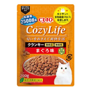 CIAO CIAO 爽快生活乳酸菌+甲殼素貓糧 吞拿魚味 200g 200g  正面圖