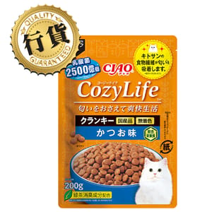 CIAO CIAO 爽快生活乳酸菌+甲殼素貓糧 木魚味 200g 200g 正面圖