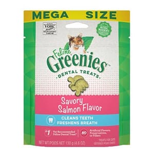 Greenies貓齒靈 Greenies貓齒靈 貓零食 潔齒餅 Savory Salmon Flavor 三文魚 4.6OZ   正面圖