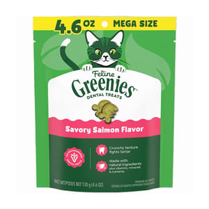 Greenies貓齒靈 Greenies貓齒靈 貓零食 潔齒餅 Savory Salmon Flavor 三文魚 4.6OZ 正面圖