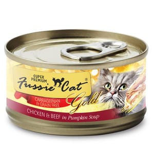 Fussie Fussie Cat 貓罐頭 金鑽 南瓜湯雞肉+牛肉 80g 80g 正面圖