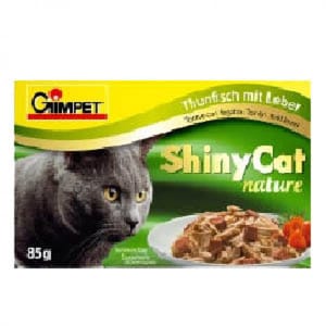 Gim Gim Cat 貓罐頭 ShinyCat Nature 天然優質水煮罐 吞拿魚及迷你鳳尾魚 85g 85g 正面圖