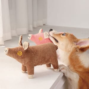 HelloDOG HelloDOG 狗玩具 玩具嚴選 發聲耐咬可愛毛絨豬 顏色隨機 正面圖
