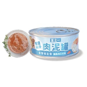 富士一 富士一 貓罐頭 全營養主食罐 白魚及三文魚肉泥 80g 80g 正面圖