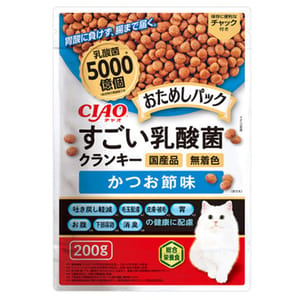 CIAO CIAO 貓糧 5000億個乳酸菌健腸配方 鰹魚味 200g 200g 正面圖
