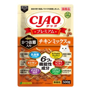 CIAO CIAO 貓糧 健康功能系列 鰹魚片及雞肉混合味 500g 500g  正面圖