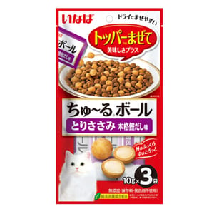CIAO CIAO 貓零食 軟心粒粒 正宗鰹魚湯味 10g×3袋 10g 正面圖
