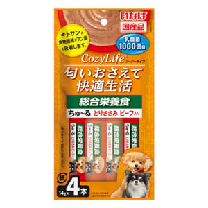 CIAO CIAO 狗肉泥 CozyLife 1000億乳酸菌 綜合營養雞肉及牛肉味 14g×4本 14g 正面圖