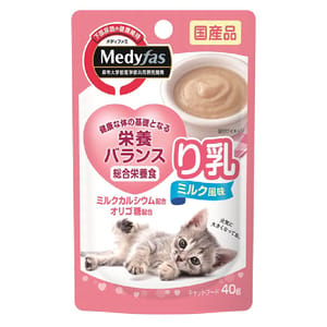 日本Petline 日本Petline 貓濕糧 Medyfas 軟包 幼貓加鈣奶糊 白飯魚+木魚 40g 40g 正面圖
