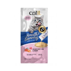 Catit Catit Smooth & Savoury 肉泥條 三文魚+吞拿魚+蝦 60g 60g 正面圖