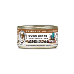 貓犬王 貓犬王 貓罐頭 魷魚及雞肉肉絲湯主食罐 80g 80g  正面圖