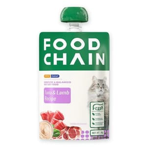 FOOD FOOD CHAIN 全營養貓用生骨肉主食醬包 吞拿魚+羊肉 80g 80g 貓用 正面圖