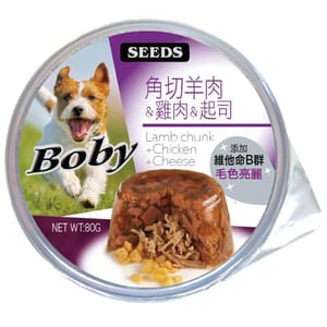 SEEDS SEEDS 狗餐盒 ⾓切羊⾁+雞⾁+芝⼠ 80g 80g  正面圖