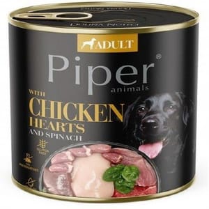Piper Piper 黑鑽狗罐頭系列 成犬配方 雞心+菠菜 400g 400g  正面圖