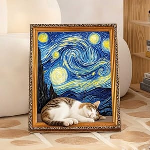 貓抓板之名畫系列 貓抓板之名畫系列 貓玩具 星夜 1個 正面圖