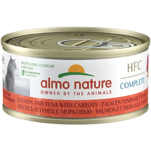 Almo Almo Nature HFC 貓罐頭 天然系列 三文魚+吞拿魚+紅蘿蔔 70g 70g  正面圖