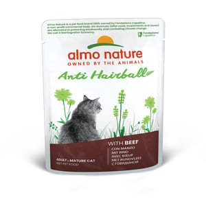 Almo Almo Nature Anti Hairball 去毛球貓鮮包 牛肉 70g 70g 正面圖