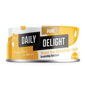 Daily Daily Delight Pure肉絲系列 貓罐頭 BB蜆+白鰹吞拿魚+雞肉 80g 80g 正面圖