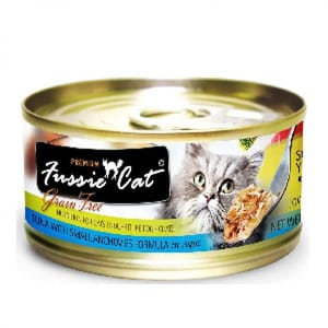 Fussie Fussie Cat 貓罐頭 黑鑽 吞拿魚+白魚 Tuna with Small Anchovies Formula in Aspic 80g 80g 正面圖