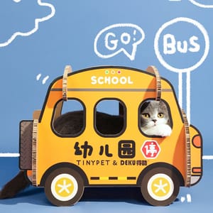 瓦楞紙貓抓板貓爬架 瓦楞紙貓抓板貓爬架 幼兒園巴士 1架 正面圖