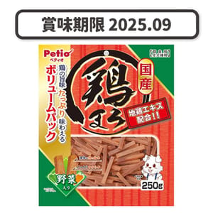 Petio Petio 狗零食 日本產濃郁蒸雞條 高纖蔬菜 250g 250g  正面圖