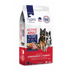 Hypro Hypro Premium 狗糧 成犬糧 袋鼠 + 火雞 20kg 20kg 正面圖