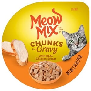 Meow Meow Mix 杯装濕糧 角切肉汁 雞肉塊 78g 78g 正面圖