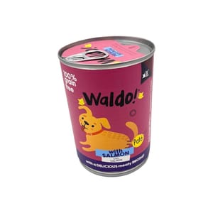 Waldo! Waldo! 狗罐頭 主食罐 三文魚味 375g 375g  正面圖