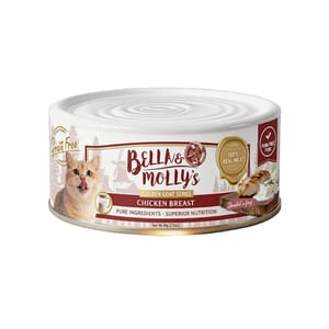 Bella & Molly's Bella & Molly's貝莉 貓罐頭 無穀物黃金羊奶系列 嫩雞雞絲湯汁 80g - 限時試食價 80g 正面圖