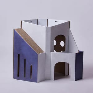 Pettellyava Pettellyava Mini Cat Mansion 摺疊式貓屋 D2 藍色莊園   正面圖
