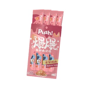 Push! Push! 爆爆泥 貓狗零食 魚卵肉泥條小食 老饕鴨肉 15gx4 15g 正面圖