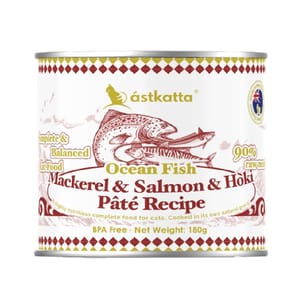 Astkatta Astkatta 貓罐頭 主食罐 澄海系列 鯖魚&三文魚&紐西蘭蓝鳕魚 純淨天然肉醬罐 180g 180g  正面圖