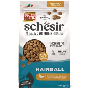 Schesir 天然去毛球貓糧 400g (SCH12606) 貓貓 貓糧 貓乾糧 寵物用品速遞