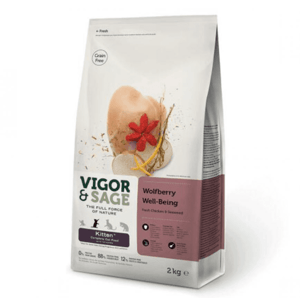 VIGOR VIGOR & SAGE 無穀物天然糧 枸杞幼貓 Wolfberry Well-Being Kitten 2kg 2kg  正面圖