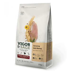 VIGOR VIGOR & SAGE 無穀物天然糧 人參普通成犬 Ginseng Well-Being Regular Adult Dog 2kg 2kg 正面圖