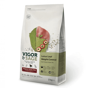 VIGOR VIGOR & SAGE 無穀物天然糧 荷葉減重普通成犬 Lotus Leaf Weight Control Regular Adult Dog 2kg 2kg 正面圖