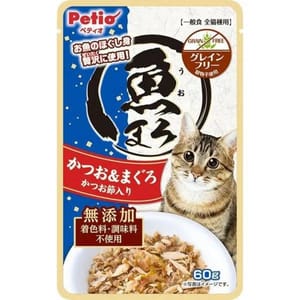Petio 貓濕糧 無穀物 鰹魚+吞拿魚+柴魚片 60g (80405999) 貓零食 寵物零食 Petio 寵物用品速遞