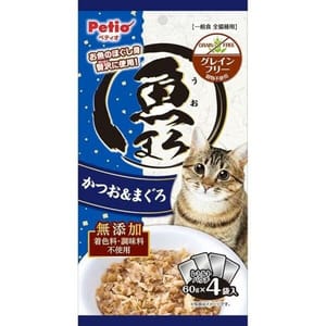 Petio 貓濕糧 無穀物 鰹魚+吞拿魚 60gx4包 (80405997B) 貓零食 寵物零食 Petio 寵物用品速遞