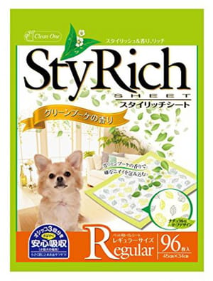 日本StyRich 日本StyRich Regular 花香味寵物尿墊 狗尿墊 狗尿片 [34*45 S碼 96枚入]   正面圖