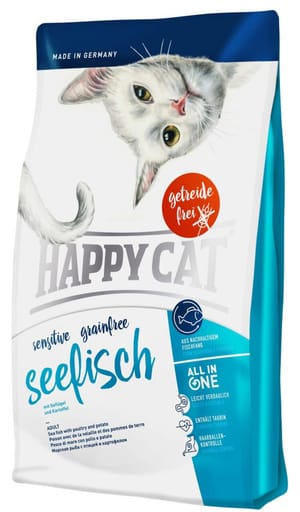 Happy Happy Cat Sensitive 無穀物成貓糧 深海魚配方 4kg 4kg 正面圖
