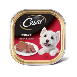 Cesar西莎 Cesar西莎 鋁罐狗罐頭 經典鮮肉系列 牛肉及肝 BEEF & LIVER 100g 100g  正面圖