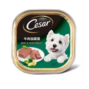 Cesar西莎 Cesar西莎 鋁罐狗罐頭經典鮮肉系列 牛肉加蔬菜 BEEF & VEGETABLES 100g 100g 正面圖