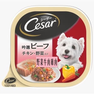 Cesar西莎 Cesar西莎 鋁罐狗罐頭 日系野菜牛肉及雞肉味 100g 100g  正面圖