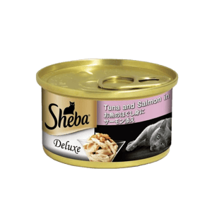 Sheba Sheba 日系貓罐頭 湯汁吞拿魚加三文魚 85g 肉色 85g  正面圖
