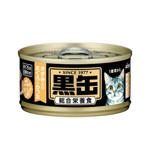 AIXIA AIXIA 愛喜雅 貓罐頭 黑缶系列 金槍魚鰹魚加雞肉 80g 80g 正面圖