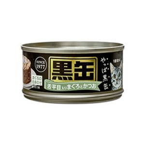 AIXIA AIXIA 愛喜雅 貓罐頭 黑缶系列 金槍魚鰹魚加比目魚 80g 80g  正面圖