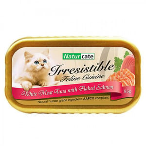 Naturcate Naturcate 貓罐頭 白肉吞拿魚+三文魚絲 85g 85g  正面圖