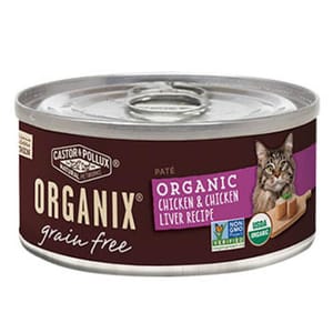 CASTOR CASTOR & POLLUX ORGANIX 貓罐頭 有機無穀物 雞肉及雞肝肉醬配方 3oz 3oz  正面圖