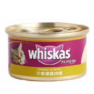 whiskas偉嘉 whiskas偉嘉 極品貓罐頭 汁煮嫩雞絲燴 85g 85g 正面圖